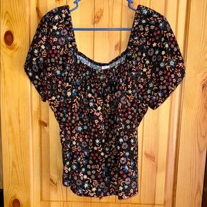 Joyspun ditsy black floral gauze top xl